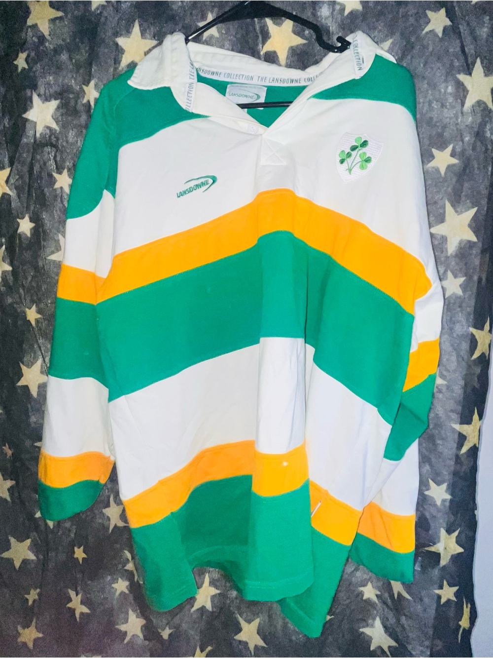 Lansdowne Rugby Shirt Long Sleeve Striped Green White Yellow XXL